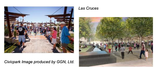Las Cruces and a city center rendering