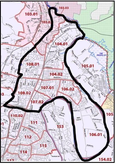 Map of census study area