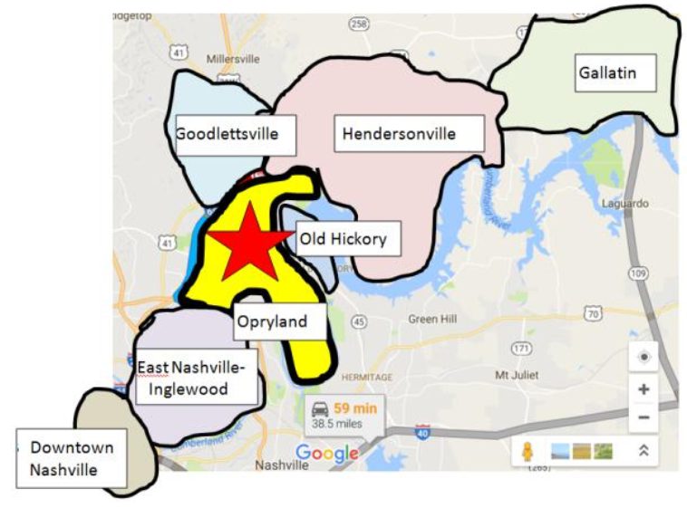 Map of neighboring area
