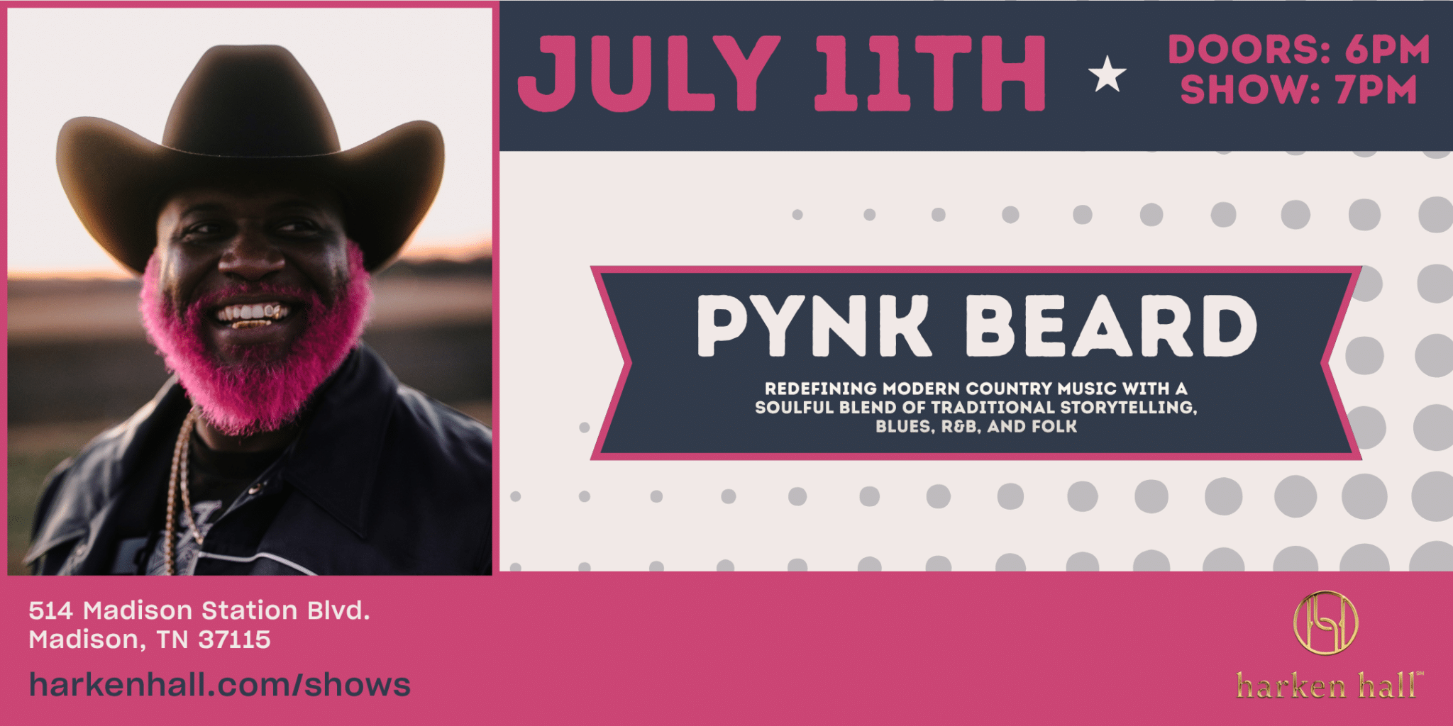 Pynk Beard at Harken Hall on July 11, 2026